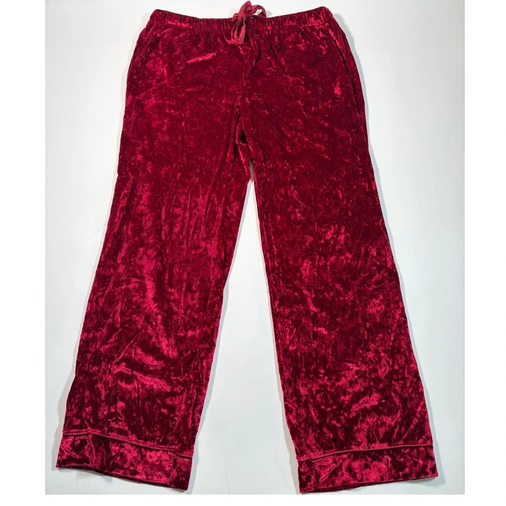 Lord & Taylor Women's XXL Crimson Crushed Velvet Velour Pajama Set